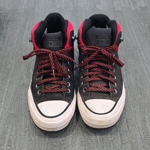 Converse Men's  All Star Black with Red Accents Sneakers Size 8.5 Men's 10.5 Wom